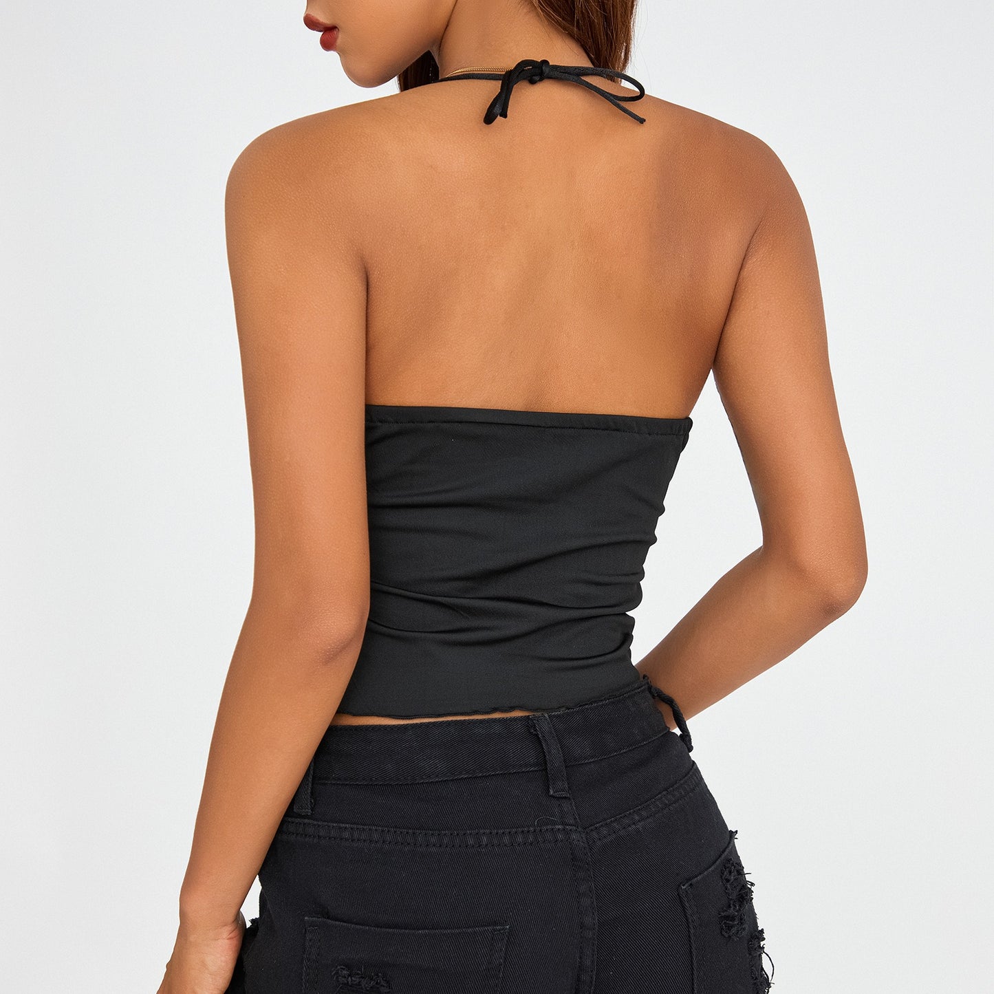 Dantel işlemeli üçgen askılı bralet