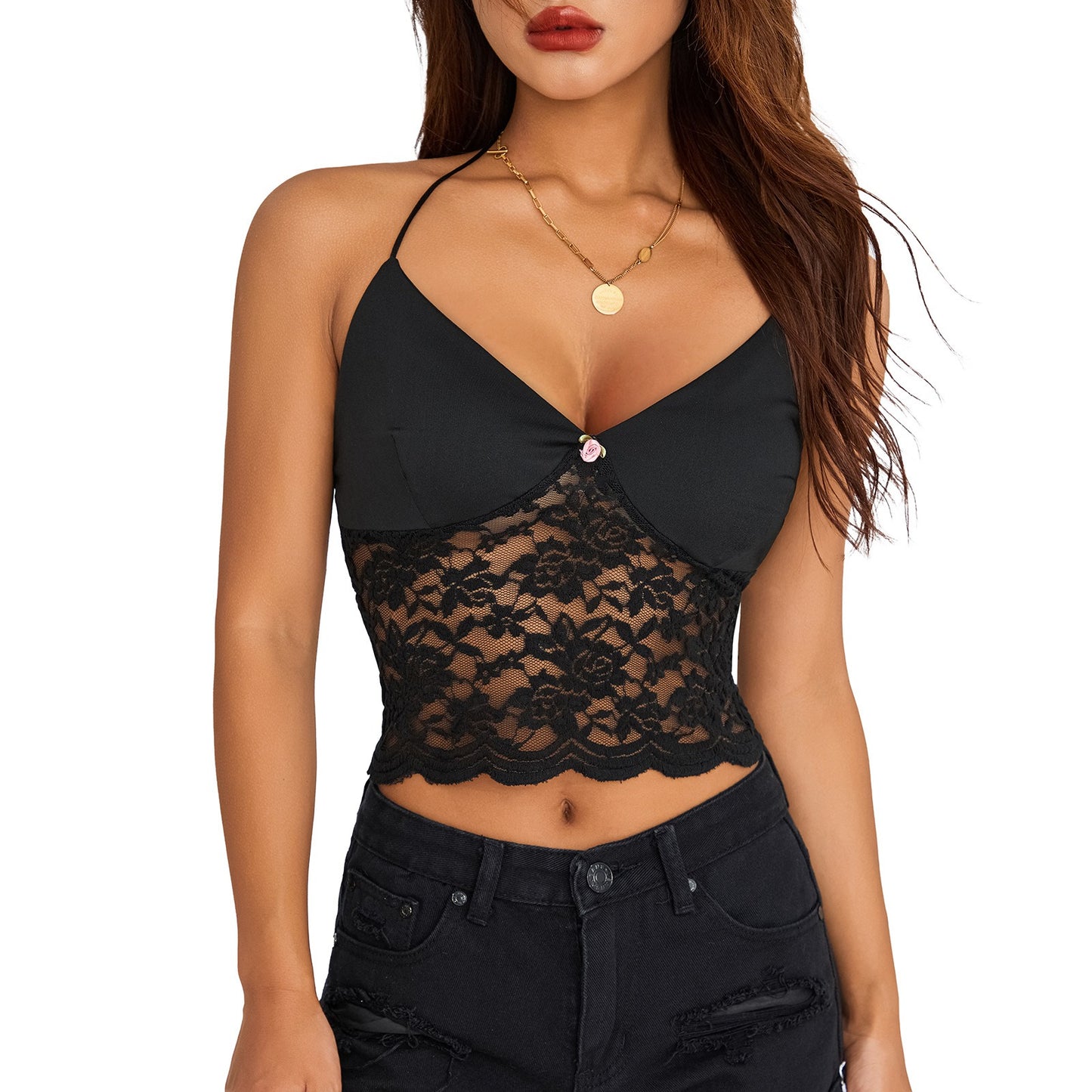 Dantel işlemeli üçgen askılı bralet